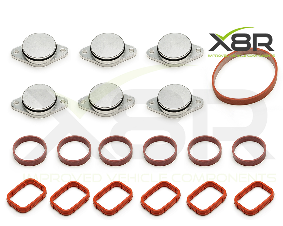 Obsah sady X8R – 6 záslepek 33 mm a těsnění sacího potrubí